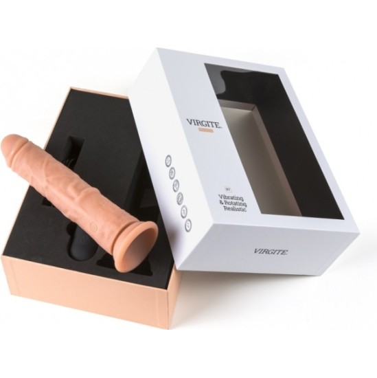 Virgite - Realistics REĀLISTS VIBRATORS UN ROTATORS R7" 19cm ar TĀLVADĪBAS PULTI"