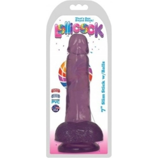 Xr - Lollicock DILDO AR sēkliniekiem SLIM STICK VĪNOGU 1778 CM"