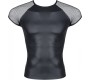 Demoniq WETLOOK T-SHIRT WITH GRID SLEEVES BLACK S