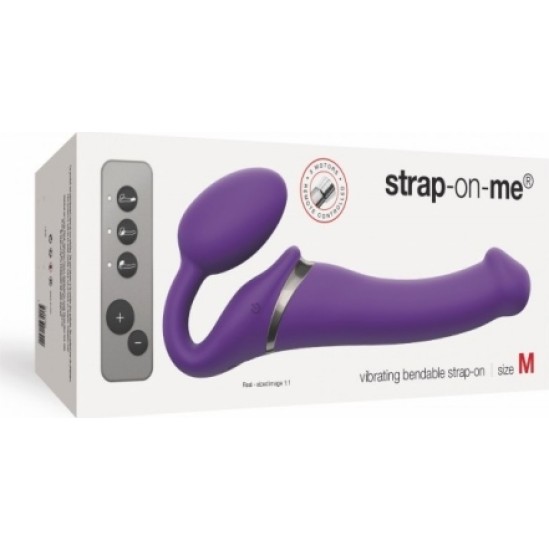 Strap-On-Me DVIGUBAS VIBR USB DIRŽAS LANKSUS SILIKONAS SU VIOLETINIU NUOTOLINIO PULTO L