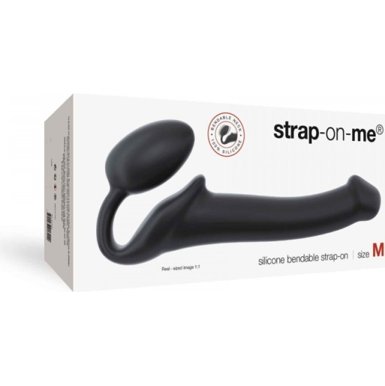 Strap-On-Me IEKĀRTAS DILDO SIKSNA Elastīga MĪKSTA SILIKONA BLACK M