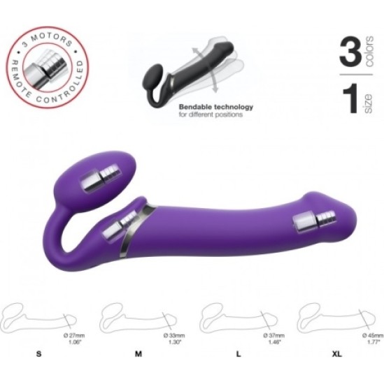 Strap-On-Me DVIGUBAS VIBR USB DIRŽAS LANKSUS SILIKONAS SU VIOLETINIU NUOTOLINIO PULTO L