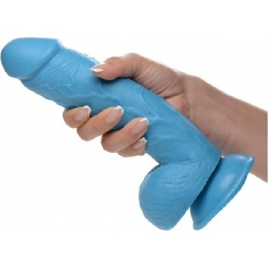 Xr - Pop Peckers REĀLISTS DILDO AR sēkliniekiem 21 CM ZILS