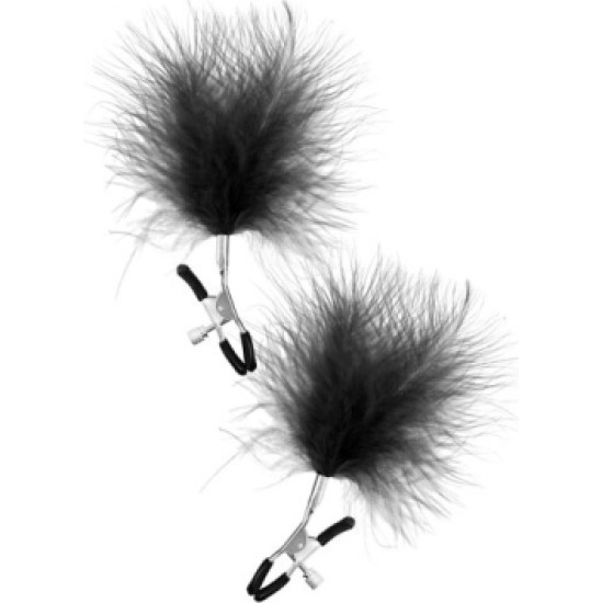 Sweet Caress ADJUSTABLE CLAMPS W/ BLACK POMPOM FEATHER