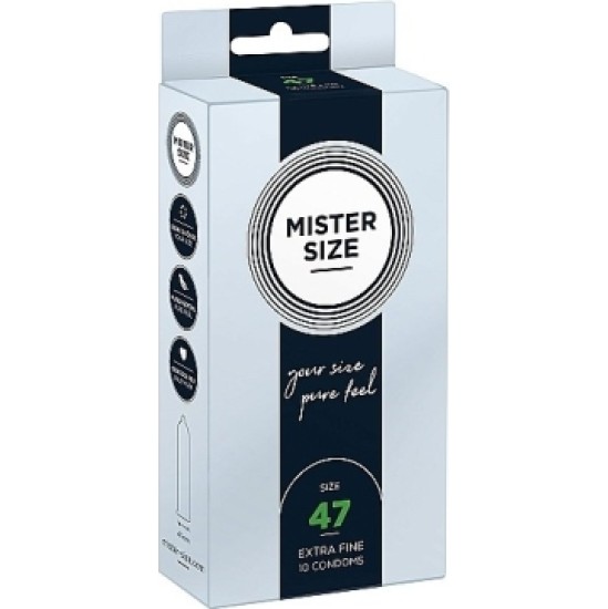 Mister Size Preservativos KONDOMI MISTER SIZE PURE FEEL ĪPAŠI PLĀNS 47 MM 10 VIENĪBAS