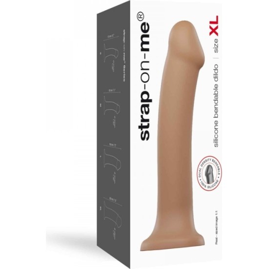 Strap-On-Me DILDO AR piesūcekni PIEMĒROTA IEKĀRTA DUAL BLĪVUMA FLEXIBLE CARAMEL XL