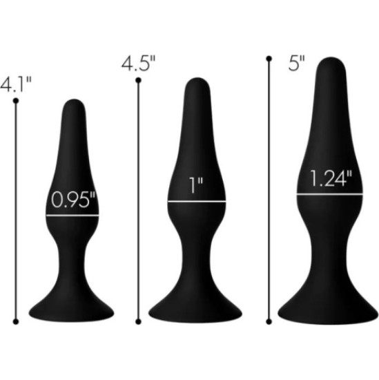 Xr - Masterseries 3 X SET ANAL PLUGS TRAINER SILICONE BLACK