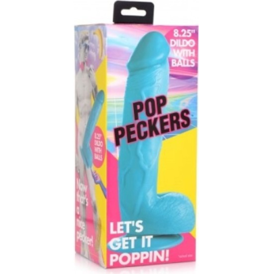 Xr - Pop Peckers REĀLISTS DILDO AR sēkliniekiem 21 CM ZILS