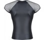 Demoniq WETLOOK T-SHIRT WITH GRID SLEEVES BLACK S