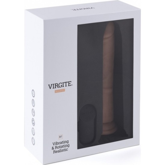 Virgite - Realistics REĀLISTS VIBRATORS UN ROTATORS R7" 19cm ar TĀLVADĪBAS PULTI"