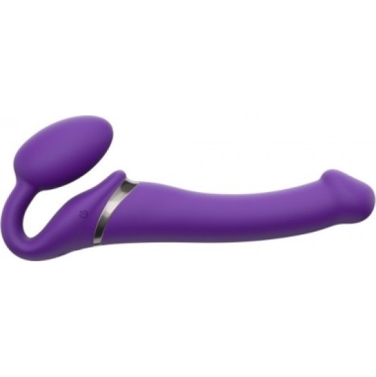 Strap-On-Me DVIGUBAS VIBR USB DIRŽAS LANKSUS SILIKONAS SU VIOLETINIU NUOTOLINIO PULTO L