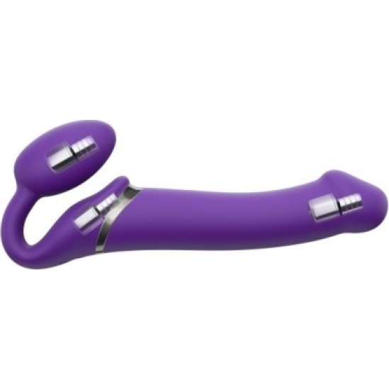 Strap-On-Me DVIGUBAS VIBR USB DIRŽAS LANKSUS SILIKONAS SU VIOLETINIU NUOTOLINIO PULTO L