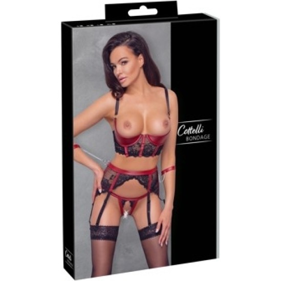 Cottelli Bondage Shelf Bra Set black/red S