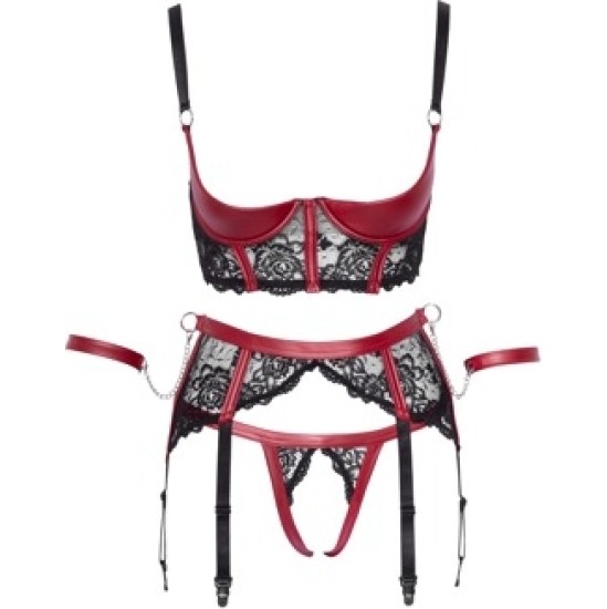 Cottelli Bondage Shelf Bra Set black/red S