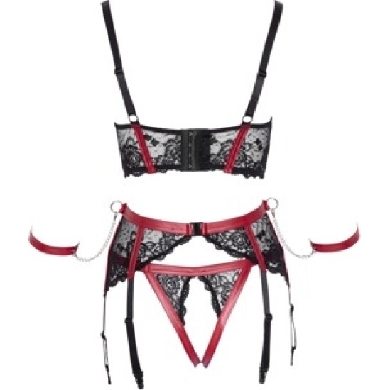 Cottelli Bondage Shelf Bra Set black/red S