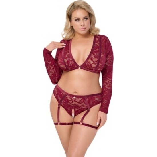 Cottelli Curves Tops un Biksītes sarkans 2XL