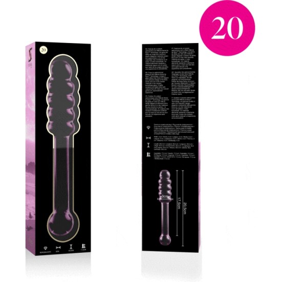 Nebula Series By Ibiza MODELIS 20 DILDO BOROSILIKATINIS STIKLAS 20,5 X 3 CM RAUŽAS