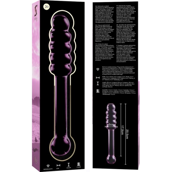 Nebula Series By Ibiza MODELIS 20 DILDO BOROSILIKATINIS STIKLAS 20,5 X 3 CM RAUŽAS