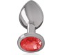 Intense Anal Toys INTENSE - METAL ALUMINUM ANAL PLUG WITH RED GLASS SIZE S