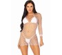 Leg Avenue Dresses LEG AVENUE - LONG SLEEVE NET DRESS WHITE ONE SIZE