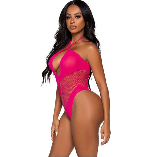 Leg Avenue Bodystockings LEG AVENUE — BODYSUIT FUCHSIA ATVĒRTĀ UN SKROSSOTĀ DEKOLU