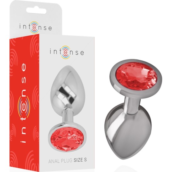 Intense Anal Toys INTENSE - METAL ALUMINUM ANAL PLUG WITH RED GLASS SIZE S