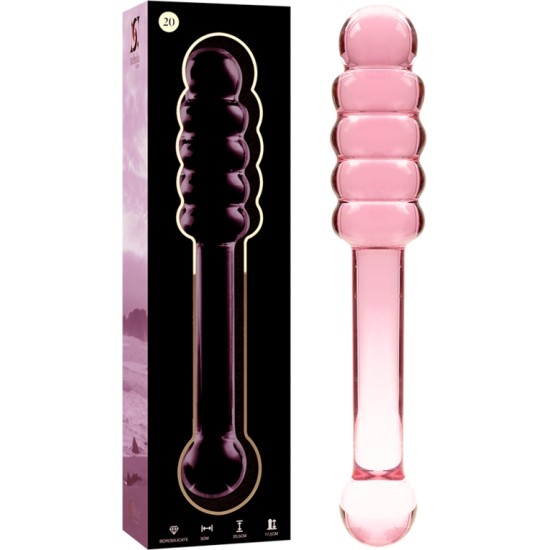 Nebula Series By Ibiza MODELIS 20 DILDO BOROSILIKATINIS STIKLAS 20,5 X 3 CM RAUŽAS