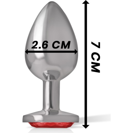 Intense Anal Toys INTENSE - METAL ALUMINUM ANAL PLUG WITH RED GLASS SIZE S