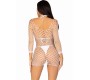 Leg Avenue Dresses LEG AVENUE - LONG SLEEVE NET DRESS WHITE ONE SIZE