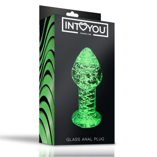 Intoyou Shining Line Glow in the Dark Glass Butt Plug