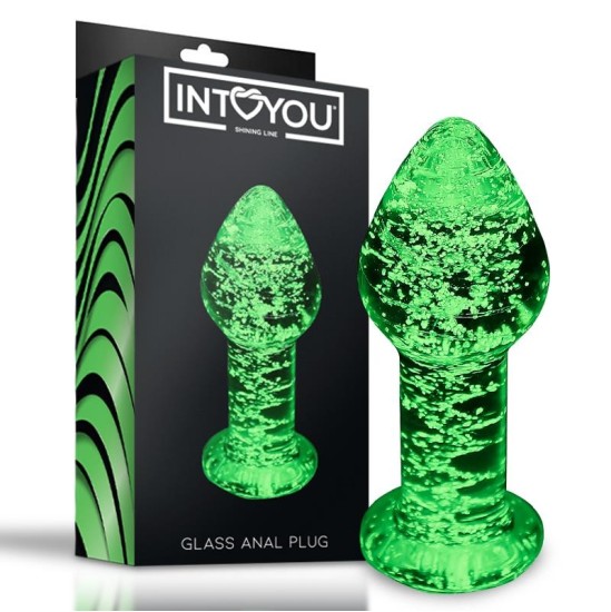 Intoyou Shining Line Glow in the Dark Glass Butt Plug