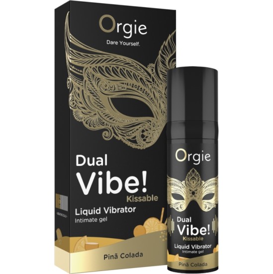 Orgie DUAL VIBE KISSABLE ŠĶIDRAIS VIBRATORS! PINA COLADA 15 ml