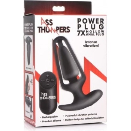 Xr - Ass Thumpers HOLLOW PLUG USB SILICONE VIBRATOR WITH BLACK CONTROL