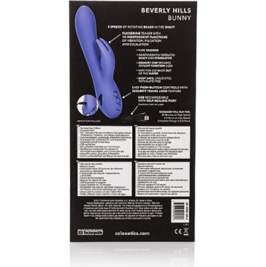 California Exotic Novelties BEVERLY HILLS BUNNY BLUE RECHARGEABLE VIBRATOR