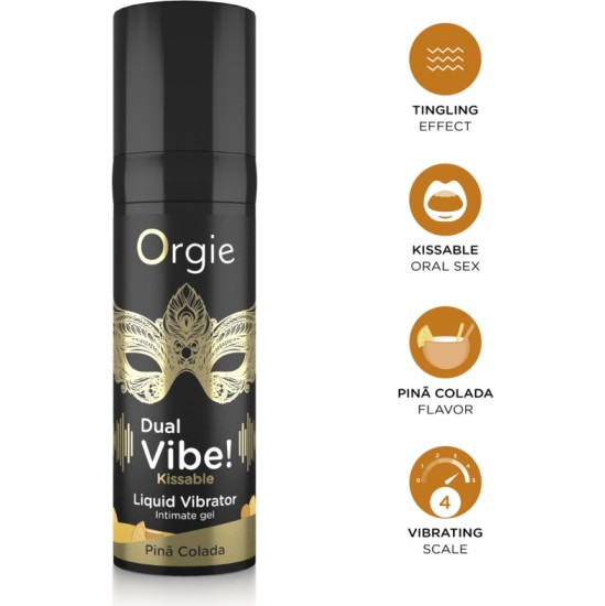 Orgie DUAL VIBE KISSABLE ŠĶIDRAIS VIBRATORS! PINA COLADA 15 ml