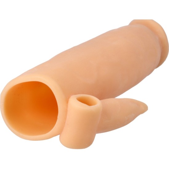 Virgite - Sleeves REALISTIC PENIS SHEATH S3 FLESH 16'2 CM W/ VIBRATION