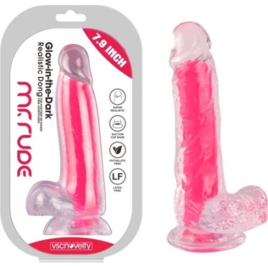 Vscnovelty PINK PHOSPHORESCENT REALISTIC PENIS 20 CM