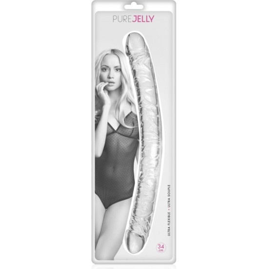 Pure Jelly Caurspīdīgs DUBULTAIS DILDO 34 CM