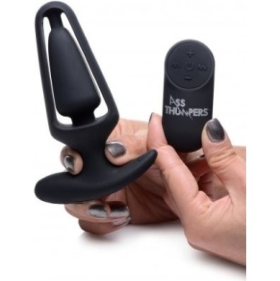 Xr - Ass Thumpers HOLLOW PLUG USB SILICONE VIBRATOR WITH BLACK CONTROL