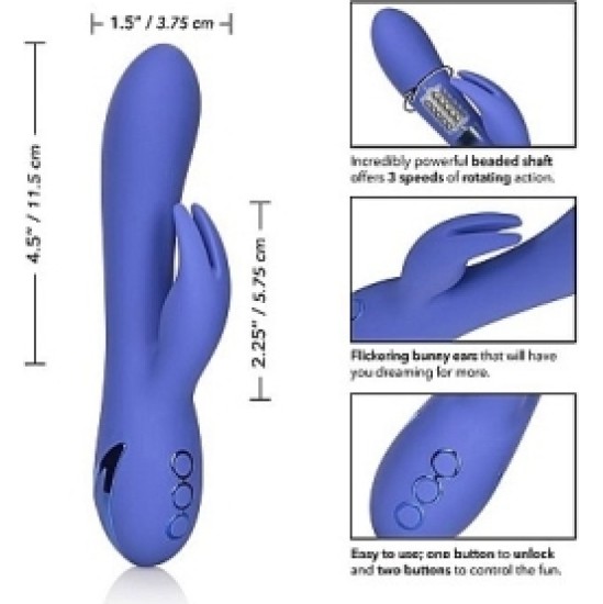 California Exotic Novelties BEVERLY HILLS BUNNY BLUE RECHARGEABLE VIBRATOR