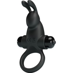 Pretty Love VIBRATING RING + RABBIT CLITORIS STIMULATOR 10 VIBRATIONS BLACK