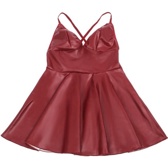 Subblime Dresses SUBBLIME - 955397 DRESS WITH BURGUNDY LEATHER STRAPS S/M