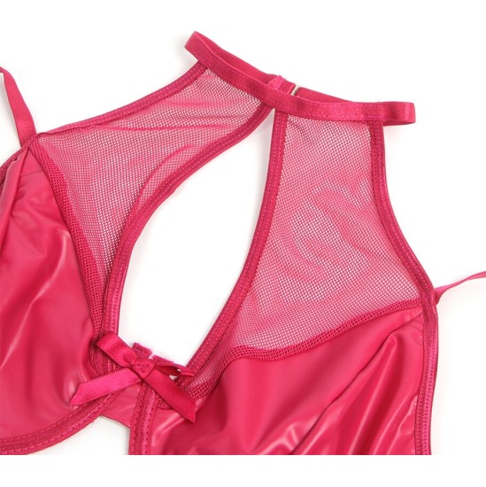 Subblime Sets SUBBLIME - 957612 LEATHER BRA AND SKIRT SET RED L/XL