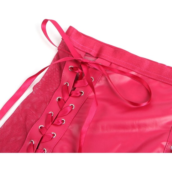 Subblime Sets SUBBLIME - 957612 LEATHER BRA AND SKIRT SET RED L/XL