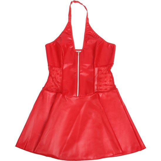 Subblime Dresses SUBBLIME - 957735 LACE ZIPPER LEATHER DRESS RED L/XL
