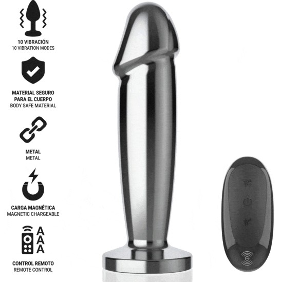 Intense Anal Toys INTENSE - ANAL PLUG 10 VIBRATIONS METAL DILDO WITH REMOTE CONTROL M