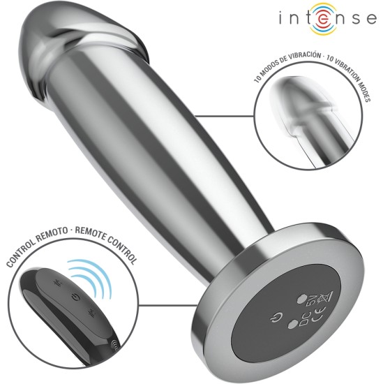 Intense Anal Toys INTENSE - ANAL PLUG 10 VIBRATIONS METAL DILDO WITH REMOTE CONTROL M