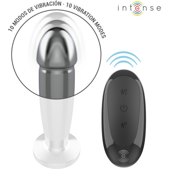 Intense Anal Toys INTENSE - ANAL PLUG 10 VIBRATIONS METAL DILDO WITH REMOTE CONTROL M