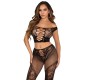 Leg Avenue Sets LEG AVENUE - CROP TOP AND FISHNET LEGGING WITH BARE SHOULDERS BLACK