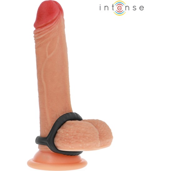 Intense Couples Toys INTENSE — CARSON DUBULTĀ SILIKONA PENIŠA GREDZEŅA MELNS MODELIS 4